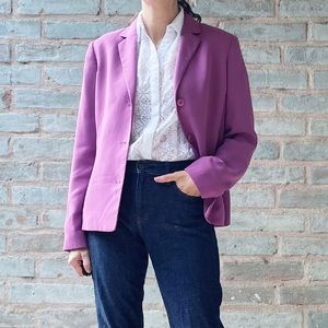 Vintage Purple Blazer 90s Casual Corner Jacket Button Boxy